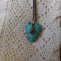 Turquoise heart w coral Teardrop