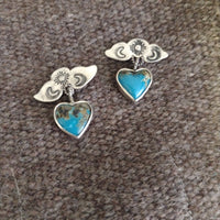 Turquoise Heart Post Earrings